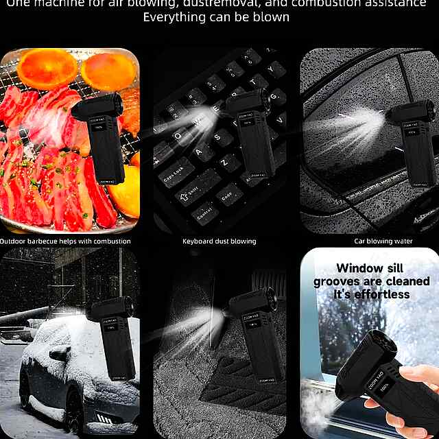 Турбовентилятор з підсвіткою USB-зарядка для очищення ПК, авто та дому. 2000мАч. - 2 фото товару