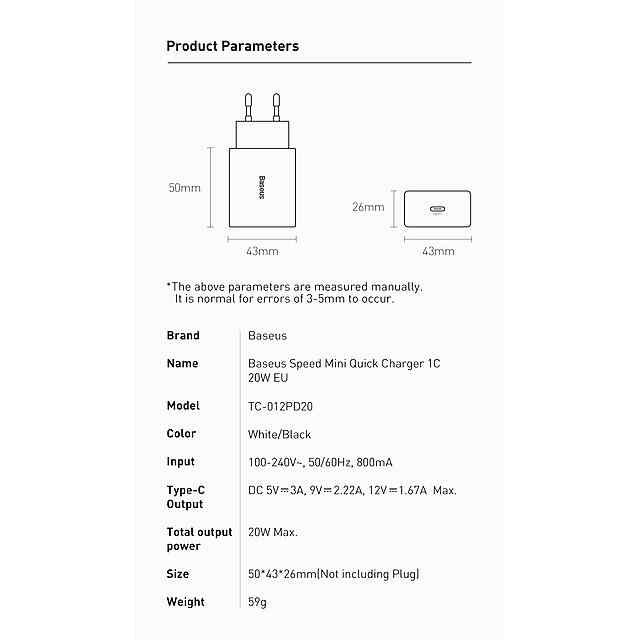 Type-C Зарядка 20Вт Fireproof Швидкий заряд для iPhone 8-15, PD3.0/QC3.0 - 1 фото товару