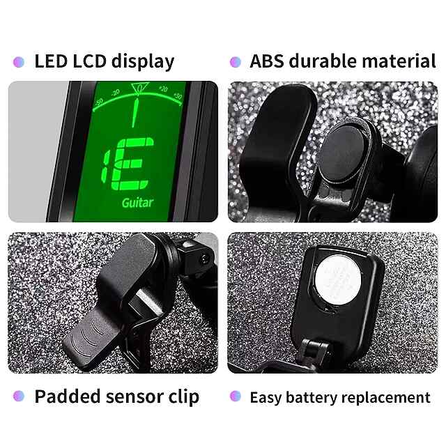 Тюнер для струнних інструментів з кліпсою - Гітара, бас-гітара, скрипка. Точність! - 1 фото товару