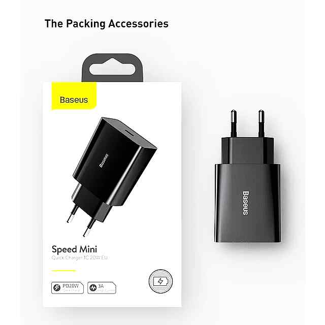 Універсальний PD20W Type-C Зарядник для iPhone (8-15), Android - Швидка, Безпечна Зарядка. Компактний і Портативний. Без кабелю.