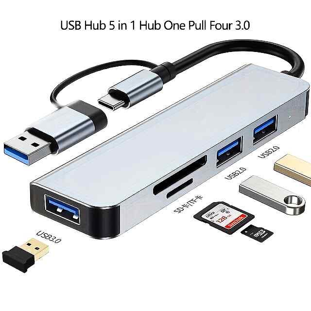 2 в 1 Type-C USB концентратор для ПК/ноутбука MacBook
8 in 1 багатофункціональний адаптер USB хаб з SD TF кардрідер
USB подовжувач широкої сумісності зі швидкою передачею даних