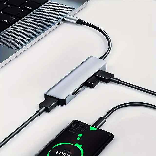 USB-C   USB 3.0 концентратор (8 входів) для ноутбука/ПК - 2в1/SD/TF/OTG - 2 фото товару