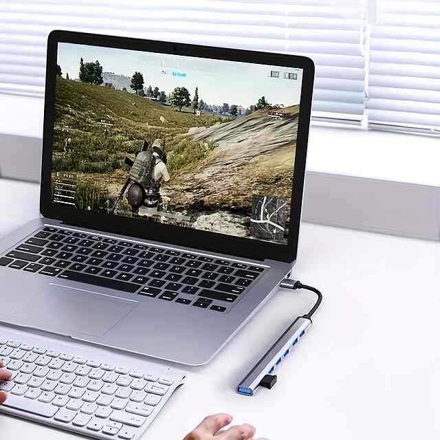 USB Hub металевий на 7 портів Type-C/USB 3.0   2.0 - Хаб для ноутбука - 3 фото товару