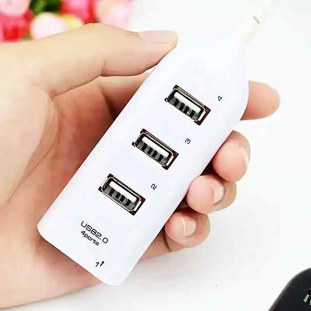 USB хаб 4x USB 2.0, компактний та легкий, чорний - 3 фото товару