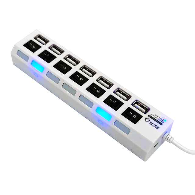 USB Хаб 7 портів, Висока швидкість, Type A, PlugPlay, для ПК та ноутбука. Чорний