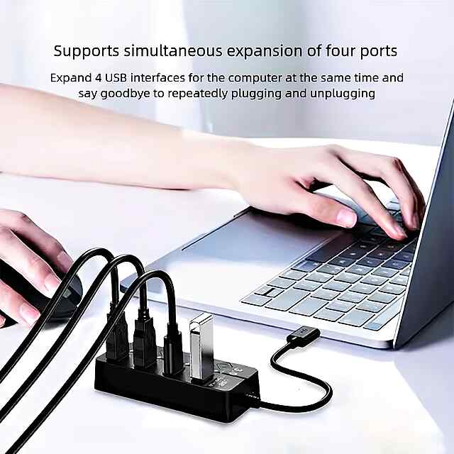 USB хаб на 4 порти - швидкий USB3 USB2 хаб з вимкненнями LED - 3 фото товару
