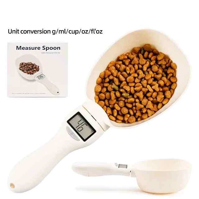 Ваги з мірною ложкою для корму котів і собак: точне вимірювання та контроль порцій.