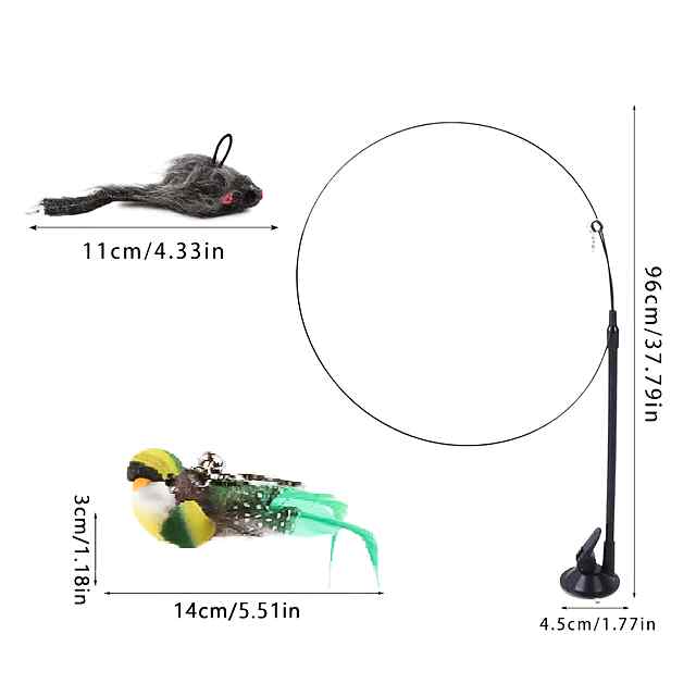 Вакуумна іграшка для котів з пір'ям, міцним сталевим дротом, розвиває інстинкти мисливця - 3 фото товару