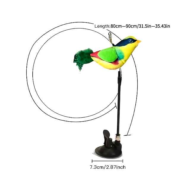 Вакуумна іграшка для котів з пір'ям та сталевим дротом (60 симв) - 3 фото товару