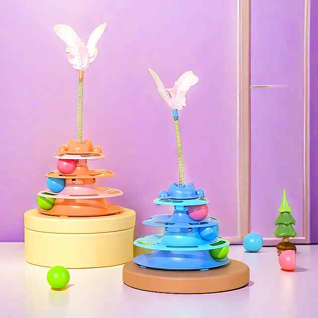 Вежа-іграшка 3 рівні з м'ячиками для активних ігор котів в Україні - 2 фото товару