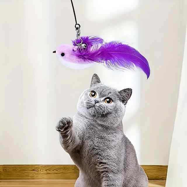 Вудка для кота з пташкою та пір'ям, присоска, 2 насадки - 1 фото товару