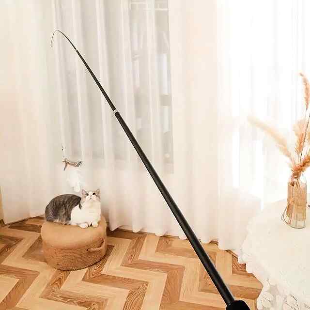 Вудка інтерактивна для котів 180см з пір'ям, активні ігри - 2 фото товару