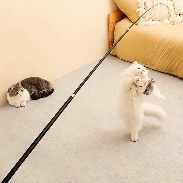 Вудка інтерактивна для котів 180см з пір'ям, активні ігри - 3 фото товару