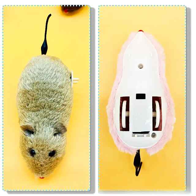 Заводна плюшева мишка – іграшка для котів та собак. Без батарейок, стійка до зносу. Мультяшний дизайн. - 1 фото товару