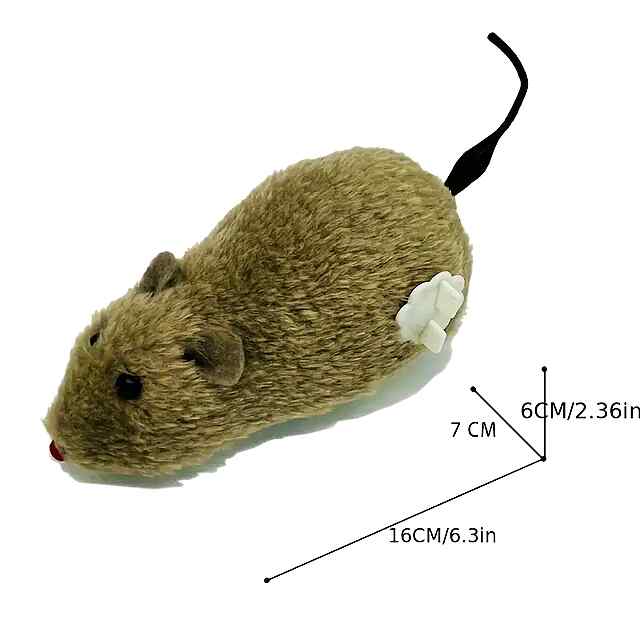Заводна плюшева мишка – іграшка для котів та собак. Без батарейок, стійка до зносу. Мультяшний дизайн. - 3 фото товару