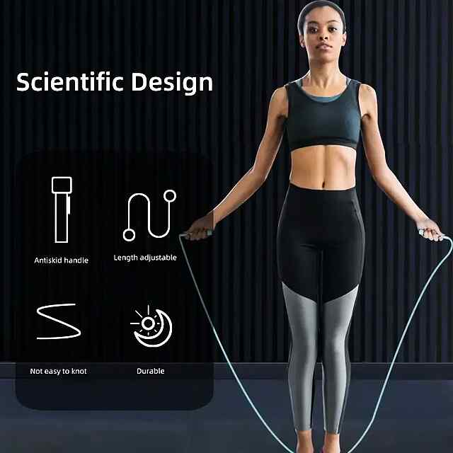 Зелена скакалка з протиковзкою ручкою, ПВХ мотузка 255 см, регульована довжина. Вправи та фітнес. - 1 фото товару