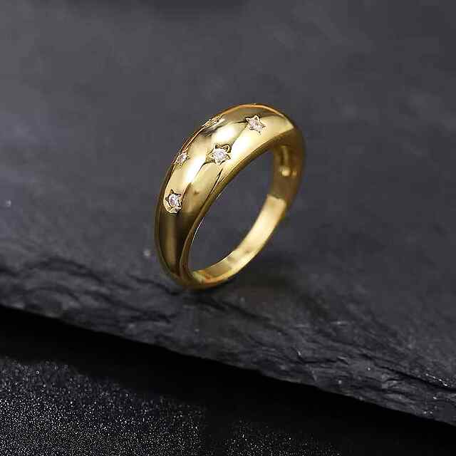 Жіноче колечко з зірочками та камінцями, розмір 7, знижка -20% за кодом PROM20 - 2 фото товару